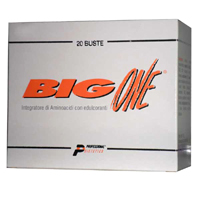 Big One 20 bustine BIG ONE e` un integratore alimentare di L-AMINOACIDI (Essenziali + L- Cistina e L- Tirosina) in bustine da 9 gr. Particolarmente indicato nella Dietologia per il controllo del peso, in Medicina dello sport, in Geriatria.